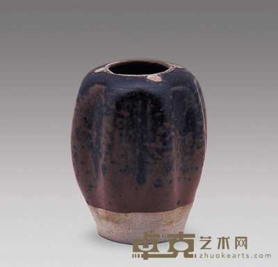 宋 吉州窑瓜棱形水盂 高7.5cm